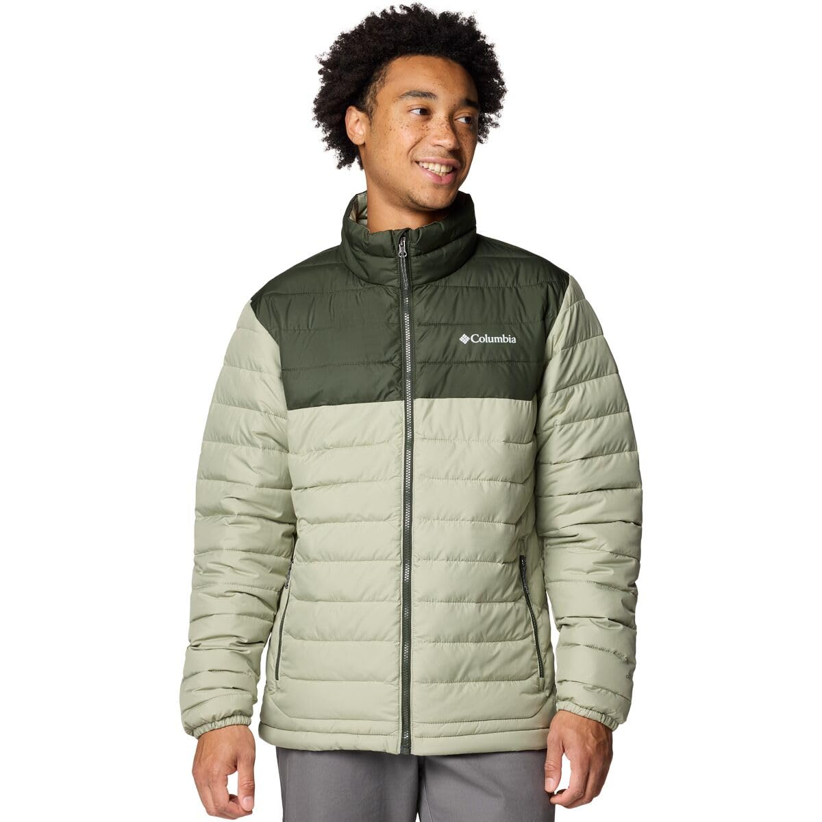 ColumbiaMen's Powder Lite II Jacket, Safari/Greenscape, X-Large