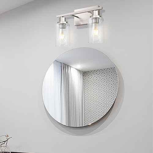 Miniatura 7 de 2 lámparas de baño, lámpara de tocador de níquel cepillado sobre espejo, moderna casa de campo, apliques de pared para baño, dormitorio, sala de