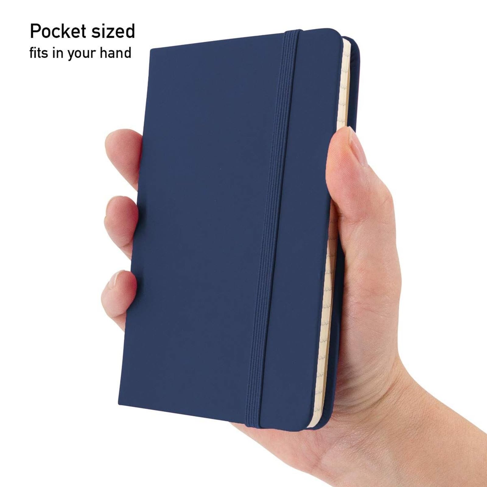 Simply Genius (12er Pack) Mini 3,7" x 5,7" A6 Kunstleder Notizbücher zum Beschreiben, Notizbuch aus Kunstleder für die Reise, 124 Seiten, liniert mit 5" Innentasche, Marineblau