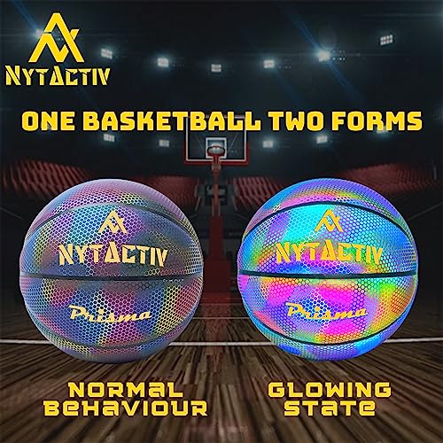 Image of Prisma Size 7 Professional Glowing Basketball for Indoor Outdoor Training Basket Ball for Players with Free Air Needle for Men Women Kids No 7.