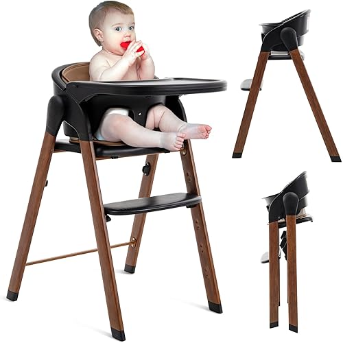 Convertible High Chairs for Babies & Toddlers. 5-in-1 Adjustable High Chair with Removable Tray, Easy to Clean, Portable. 6 Months up to 240 Lb.Black