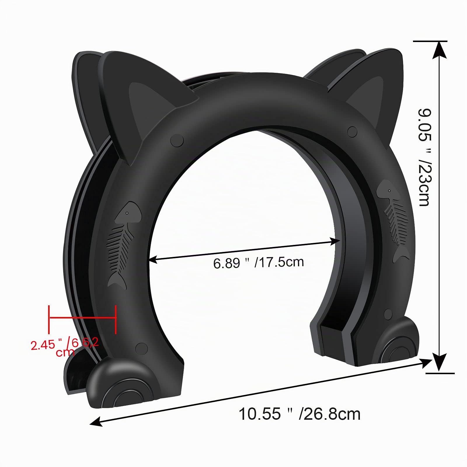 Porte intérieure pour chat - Porte intérieure pour chat - Portes pour animal domestique - 26,8 x 6,2 x 23 cm (L) Noir
