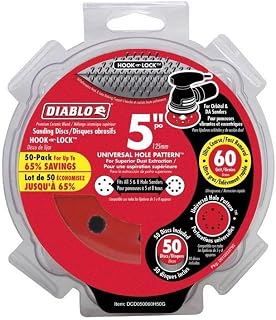 Diablo 5" 60 Grit Hook & Lock ROS Sanding Discs, Ceramic Blend 50-Pack - Wood, Metal, Plastics DCD050060H50G