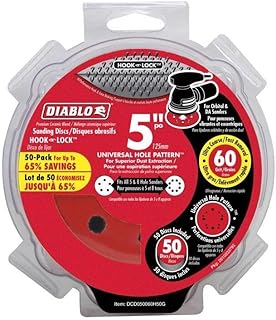 Diablo Hook and Lock ROS Sanding Discs for Wood, Metal and Plastics - 5", 60 Grit, Coarse, Ceramic Blend, 50-Pack - DCD050060H50G