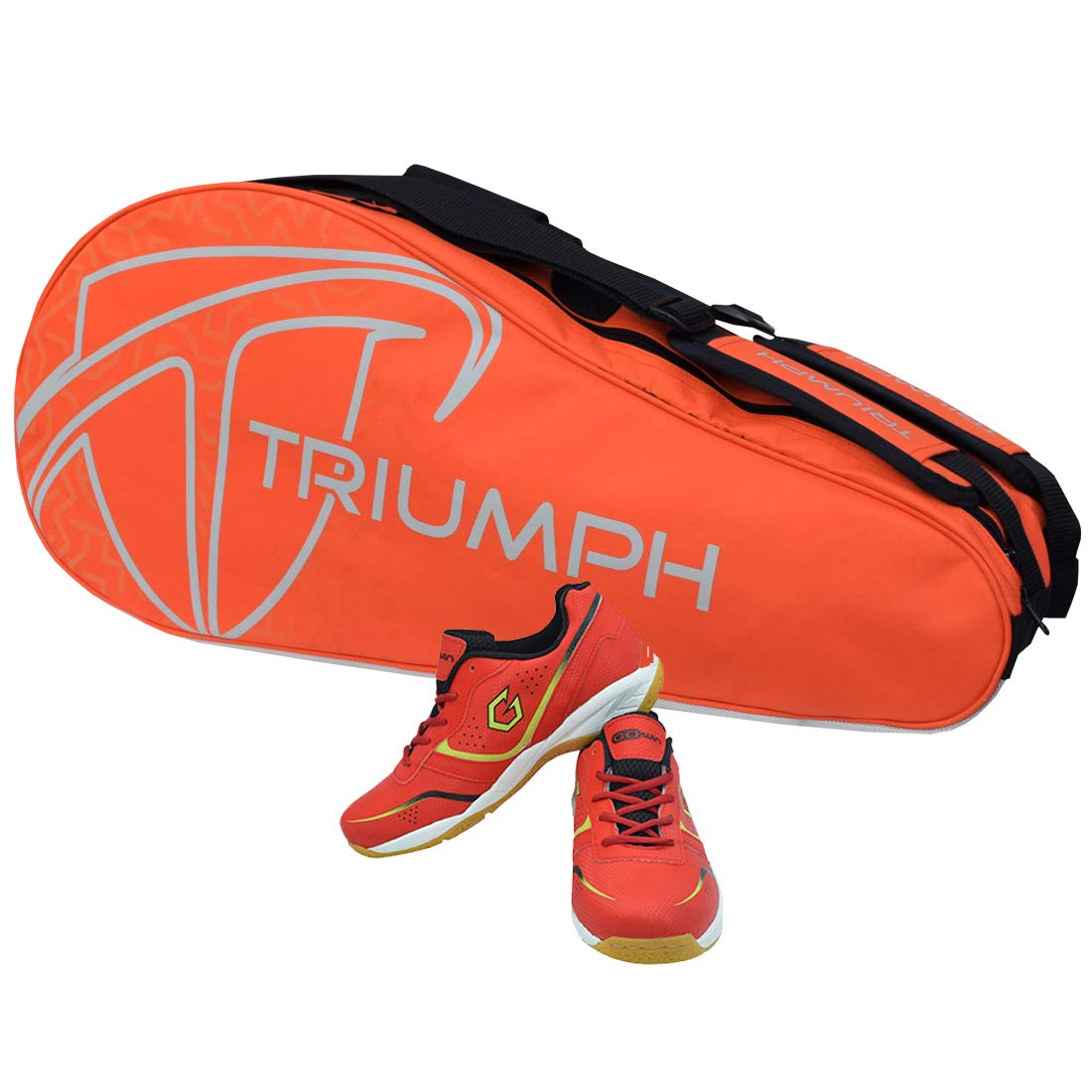 Gowin Badminton Shoe Smash Red Size-1 with Triumph Badminton Bag 303 Orange/Grey-image-20