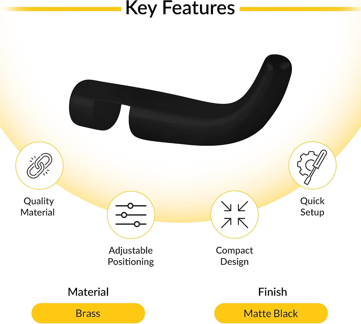 Brixwell Designer Robe Hook Sleeve Over Brass Material, Matte Black Finish image 3