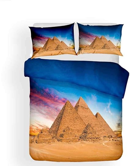 Amazon Realin エジプト 寝具 ピラミッド 掛け布団カバーセット スフィンクス アヌビス ホルス マミー ベッドセット 2 3 4ピース キルトカバー シーツ 枕カバー ツイン フル クイーン キング フル0x229cm 3ピース L 寝具カバーセット オンライン通販