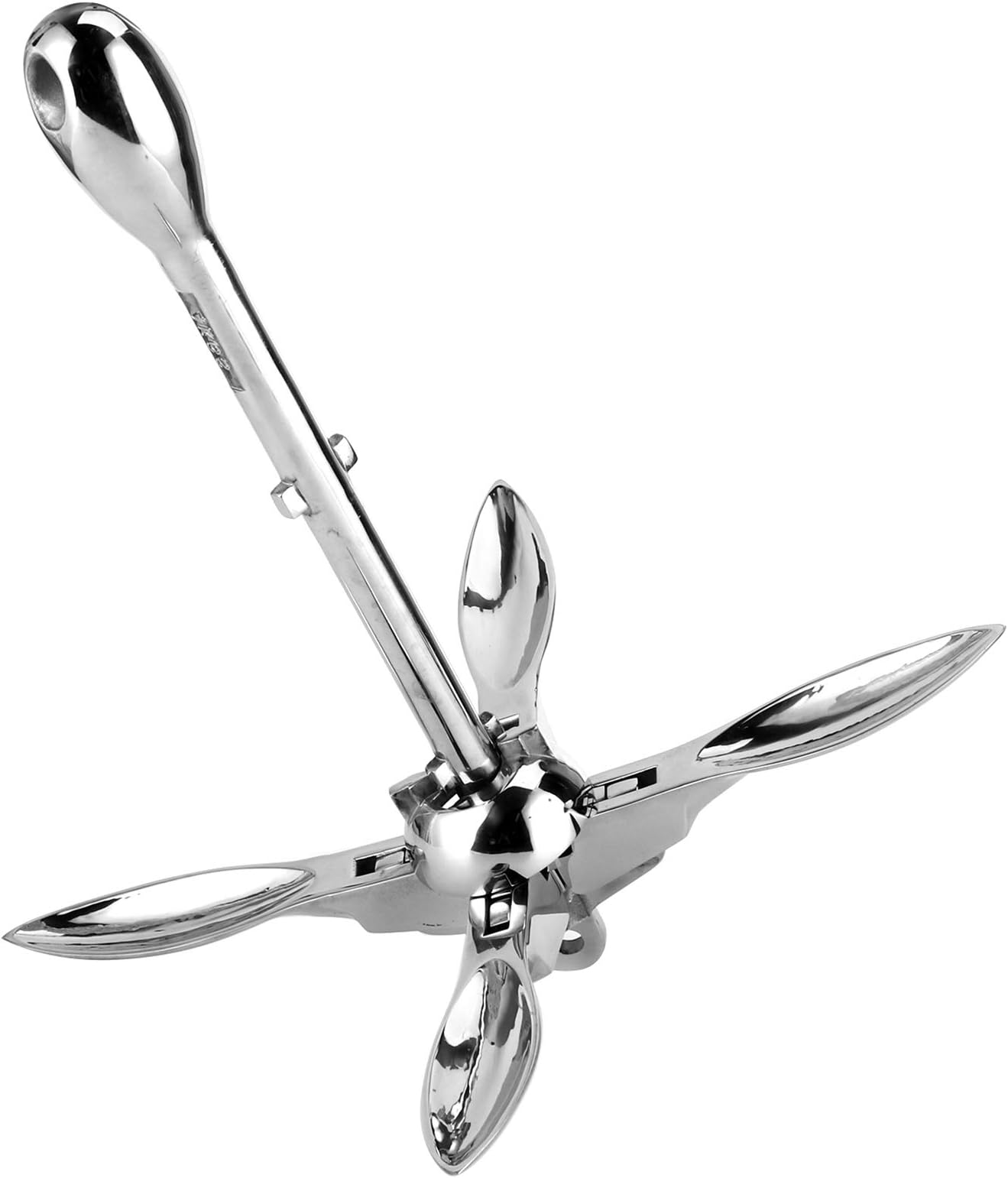 Folding Boat Anchor, 316 Stainless Steel Kayak Anchor Small Boat Anchor 8.8lb Grapnels Anchor Boat Hardware for Marine Yacht Fishing Boat