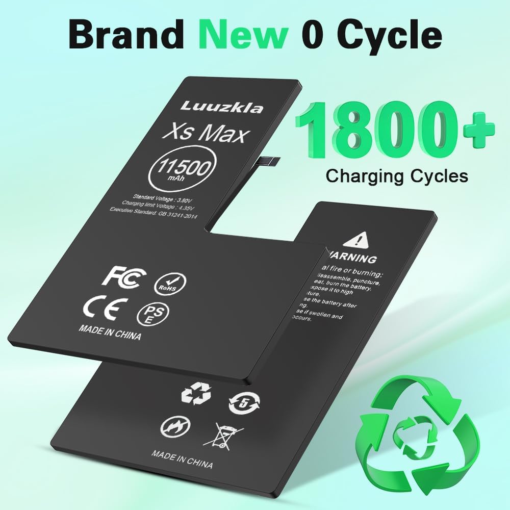 11500mAh (2024 New Upgrade) Battery Compatible with iPhone XS MAX, Super Capacity Battery Replacement Compatible with iPhone XS MAX, with Full Tool Kits-0 Cycle High Capacity-24 Months Service