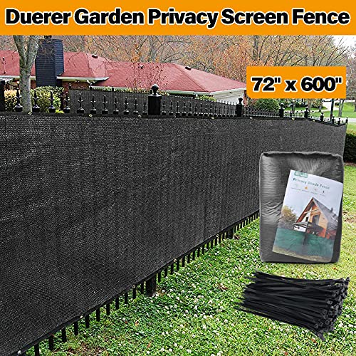 Duerer Privacy Screen Fence 6\' x 50\' Heavy Duty Garden Windscreen 90% Blockage Shade Cover UV Protection Outdoor Panel, Backyard, Patio Protection Fencing Mesh Net Cable Ties (Black) - Thumbnail 7