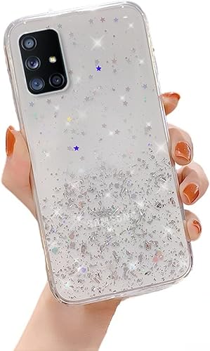 Funda de silicona transparente con purpurina para Samsung Galaxy A32 A22 A52 A72 A42 A71 5G 4G A82 A12, elegante cubierta trasera con agujeros