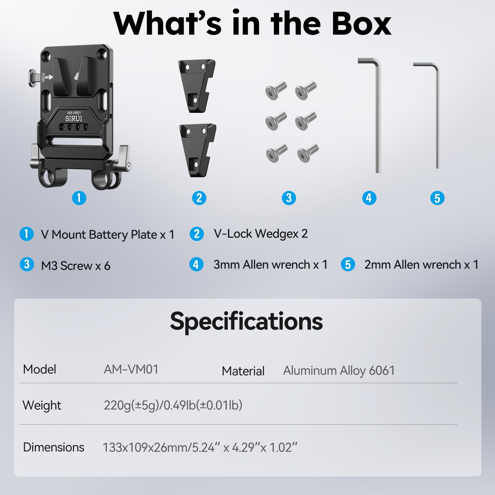 SIRUI V-Lock Base Station and Wedge Kit, Universal V Mount Battery Plate with Dual 15mm Rod Clamp for Camera Power Supply, Quick Release Set with Multi Mounting Points, AM-VM01