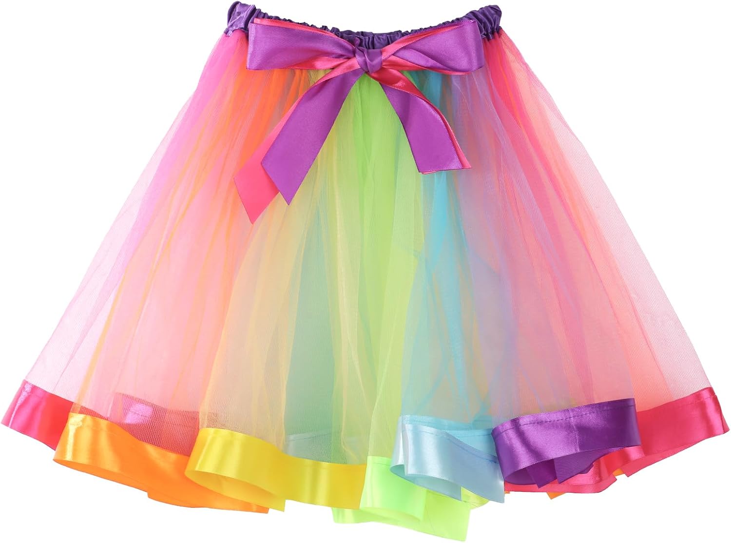 Womens Rainbow Tutu Skirt – Vibrant Layered Tulle BalletSkirt with Soft Elastic Waist, Adult 80s Tutu Skirt Party Dance Skirts Halloween Colorful Running Skirts for Women and Girls