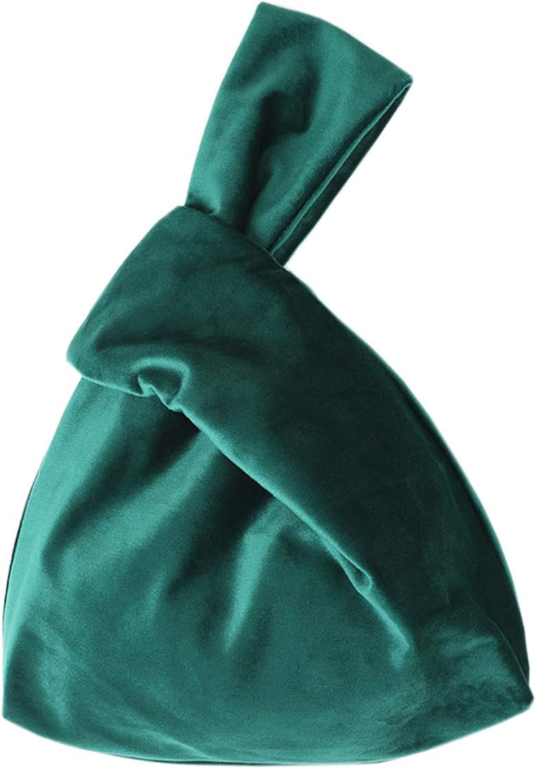 XMRS Women Luxury Velvet Evening Bag Knot Closure Wrist Bag Portable Cosmetic Organizer Pouch