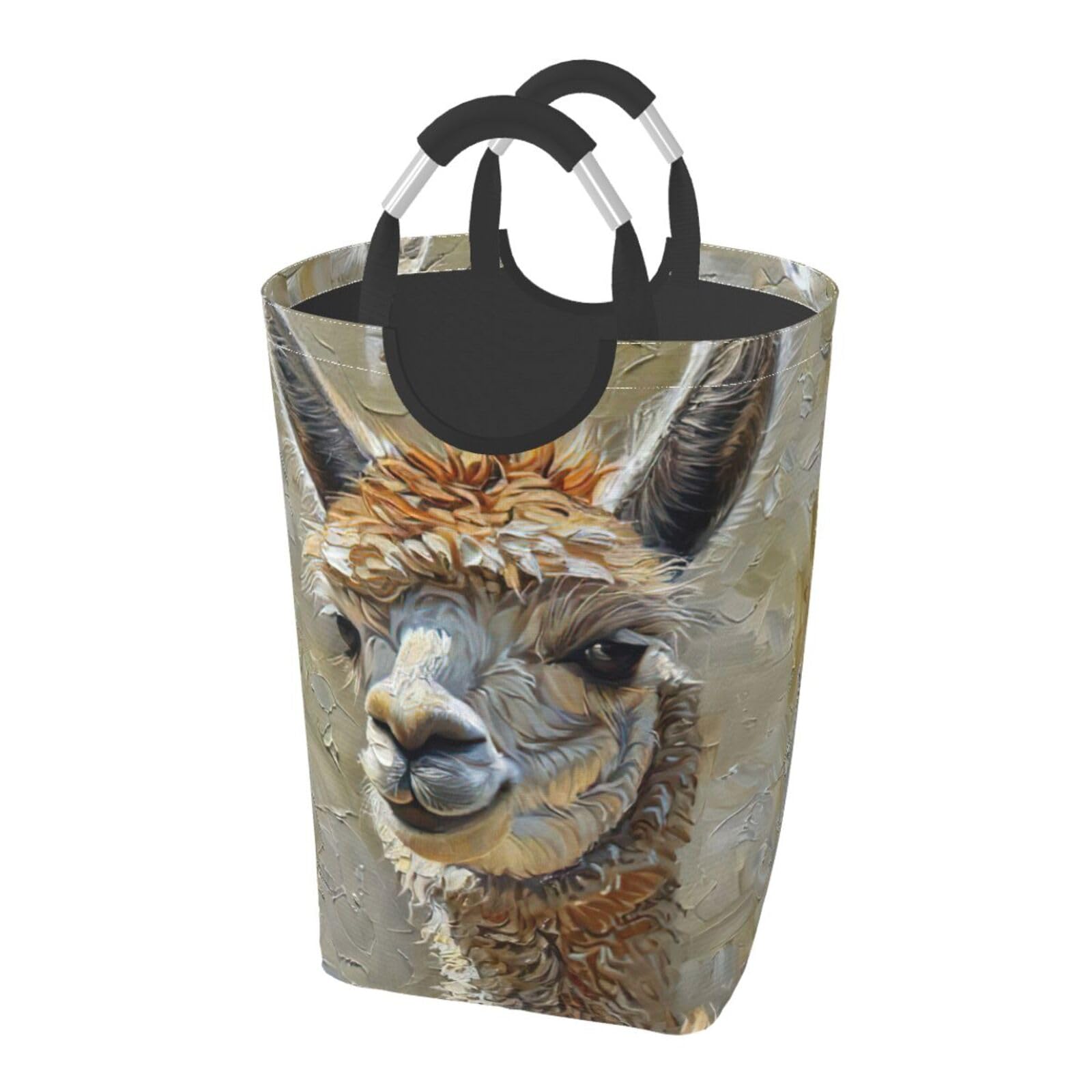 Bolsa de lavandería plegable con estampado de llama de alpaca para el hogar, cesta de almacenamiento plegable para baño diario o dormitorio