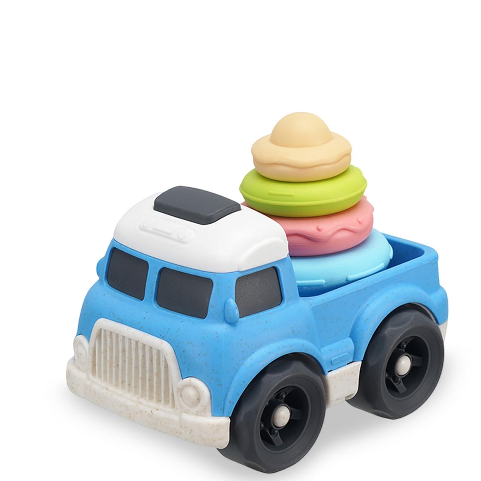 Cicili Toy Cars for 1 2 3 Year Old Boy - Macaron Stacking Truck Toy Car with 4 Colourful Layers - Early Educational Fine Motor Skills Toddler Toys - Birthday Easter Gifts for Boys Girls (Macaron)