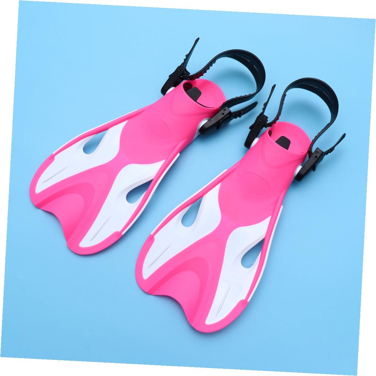 Operitacx Adjustable Adult Snorkeling Fins Pink White, One Pair Heel Swim Flippers for Outdoor Diving Training and Swimming, Size Euro 37-41