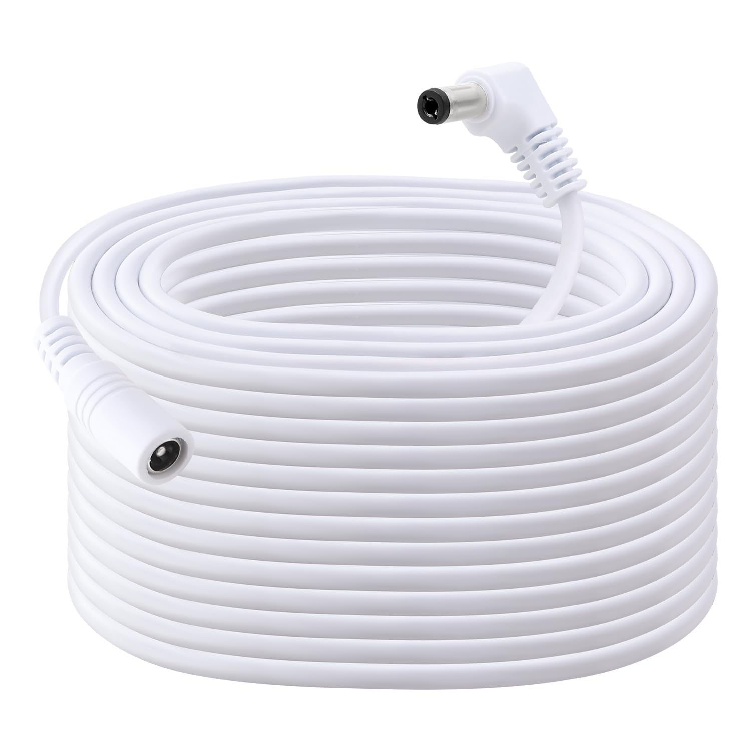KUOQIY 10m 5.5x2.1 mm 24V 12V DC Power Extension Cable, Right Angle Male to Female Power Extension 22AWG, for CCTV Security Cameras, Router, White