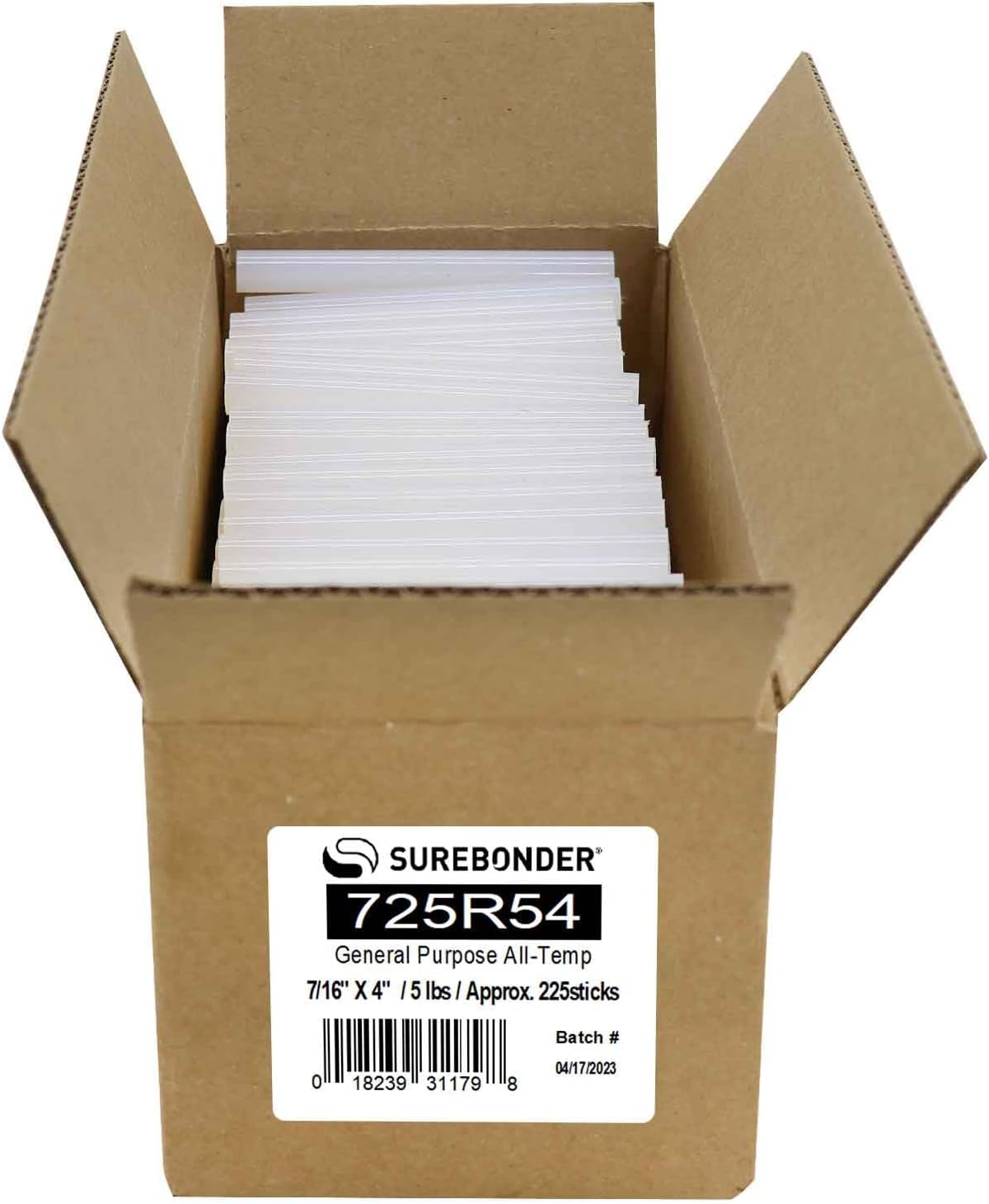 Surebonder Dual-Temperature, All Purpose Full-Size Hot Glue Sticks for Crafts/DIY - 0.43" x 4" - Approximately 225 Glue Sticks, 5 lb Box, Clear
