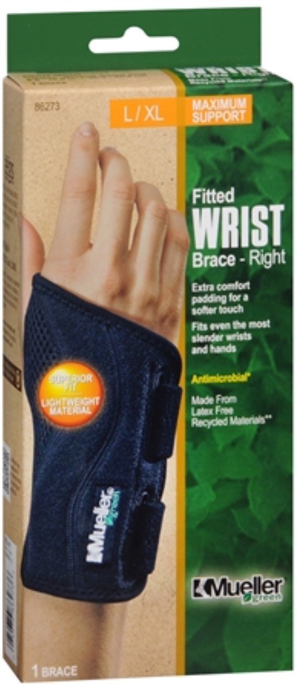 Mueller Green Fitted Wrist Brace Right L XL 86273 1 Each Pack of 3