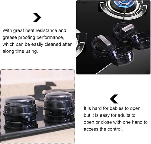 Miniatura 5 de Fundas de seguridad negras para pomo de estufa de cocina, fundas de perilla de gas para niños pequeños, a prueba de bebés, protección de seguridad