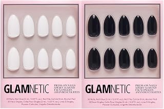 Press-On Nails Bundle - Angel & Boba | Opaque White Short Almond Nails | Opaque Black Short Almond Nails | Reusable Nail Kits