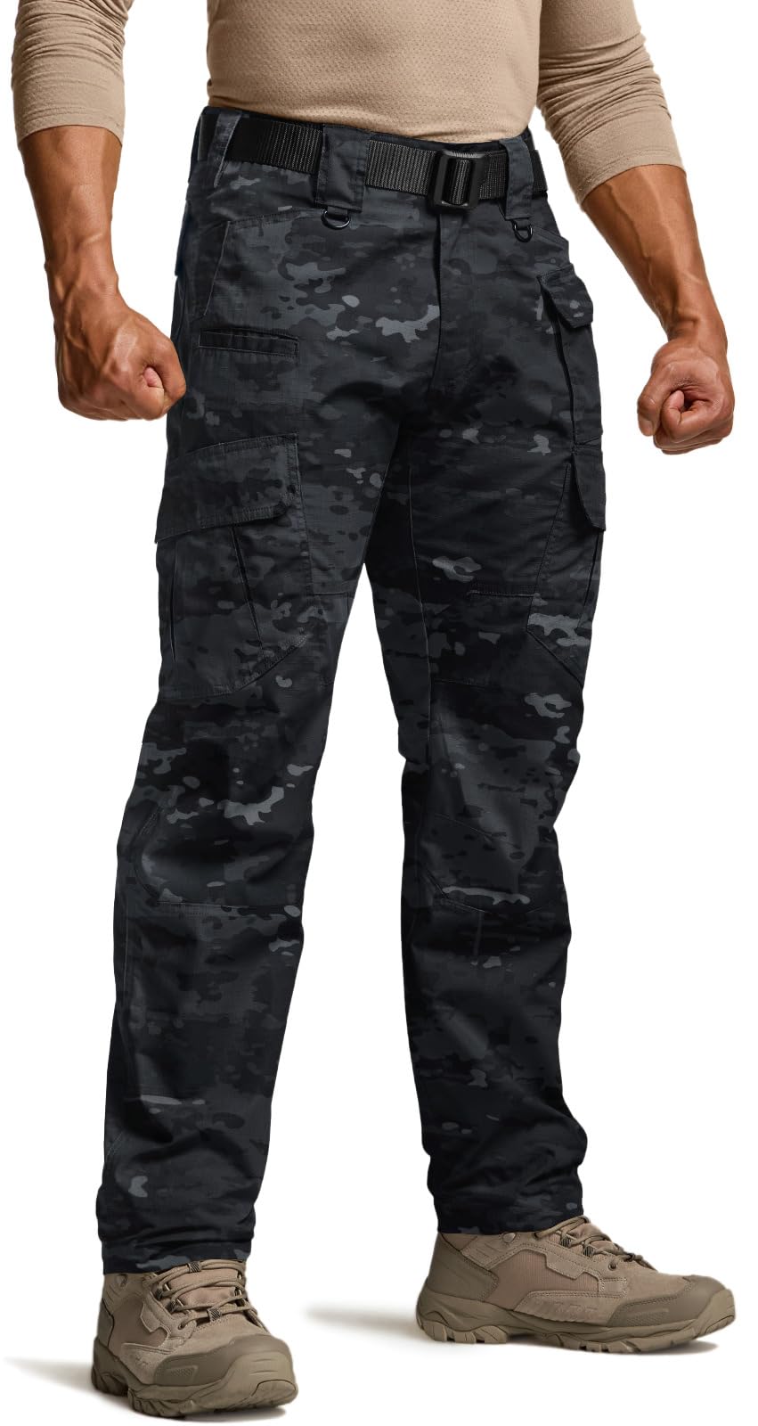 CQR Men's Tactical Pants, Water Resistant Ripstop Cargo Pants, Lightweight EDC Work Hiking Pants, Outdoor Apparel