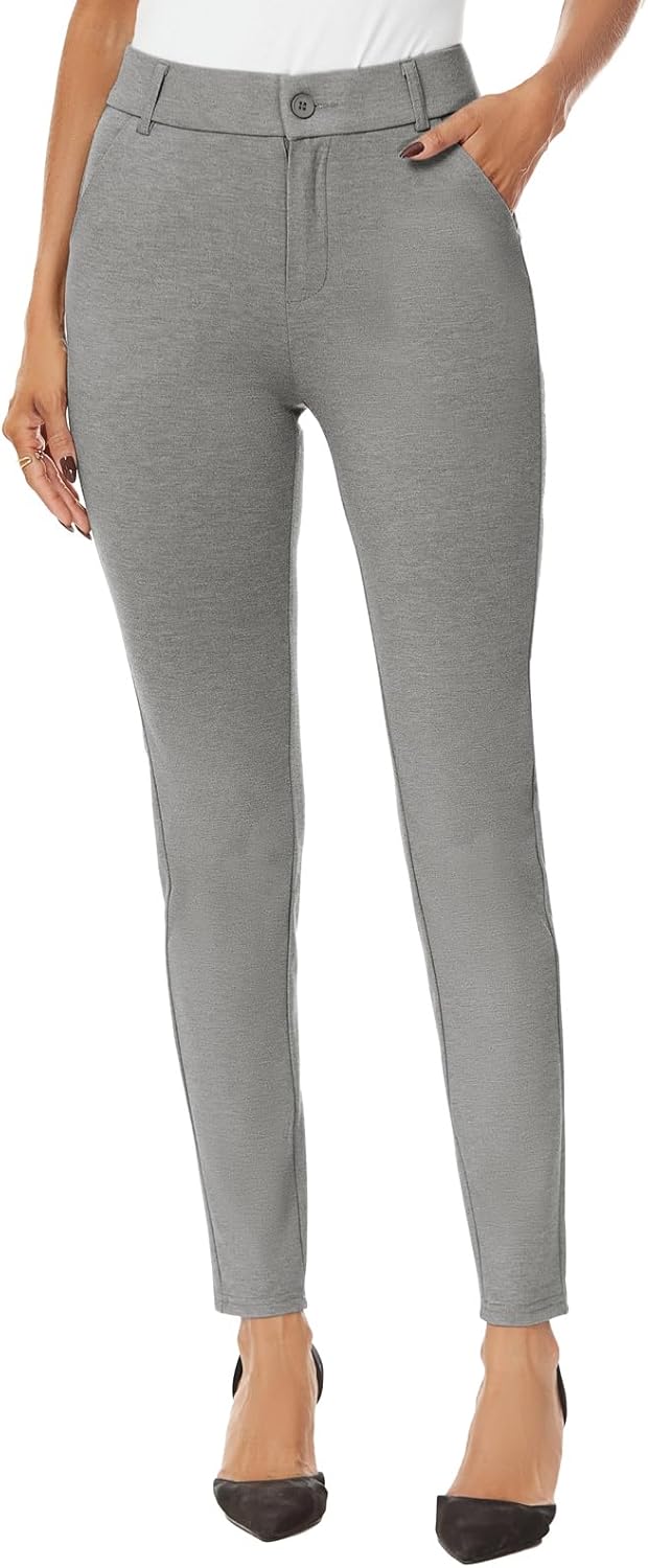 iChosy Women's High Waist Skinny Comfy Stretchy Work Pants with Pockets - Image 5
