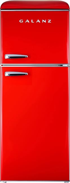 Galanz GLR46TRDER Mini Réfrigérateur avec double porte, thermostat mécanique réglable avec congélateur, 4.6 Cu FT, rouge