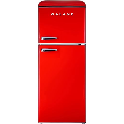 Galanz GLR46TRDER Retro Compact Refrigerator with Freezer Mini Fridge with Dual Door, Adjustable Mechanical Thermostat, 4.6 Cu Ft, Red