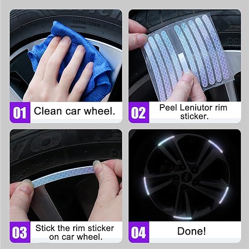 Miniatura 7 de 40 calcomanías reflectantes para llantas de automóvil, calcomanías decorativas de seguridad para llantas de automóvil, motocicleta, bicicleta,