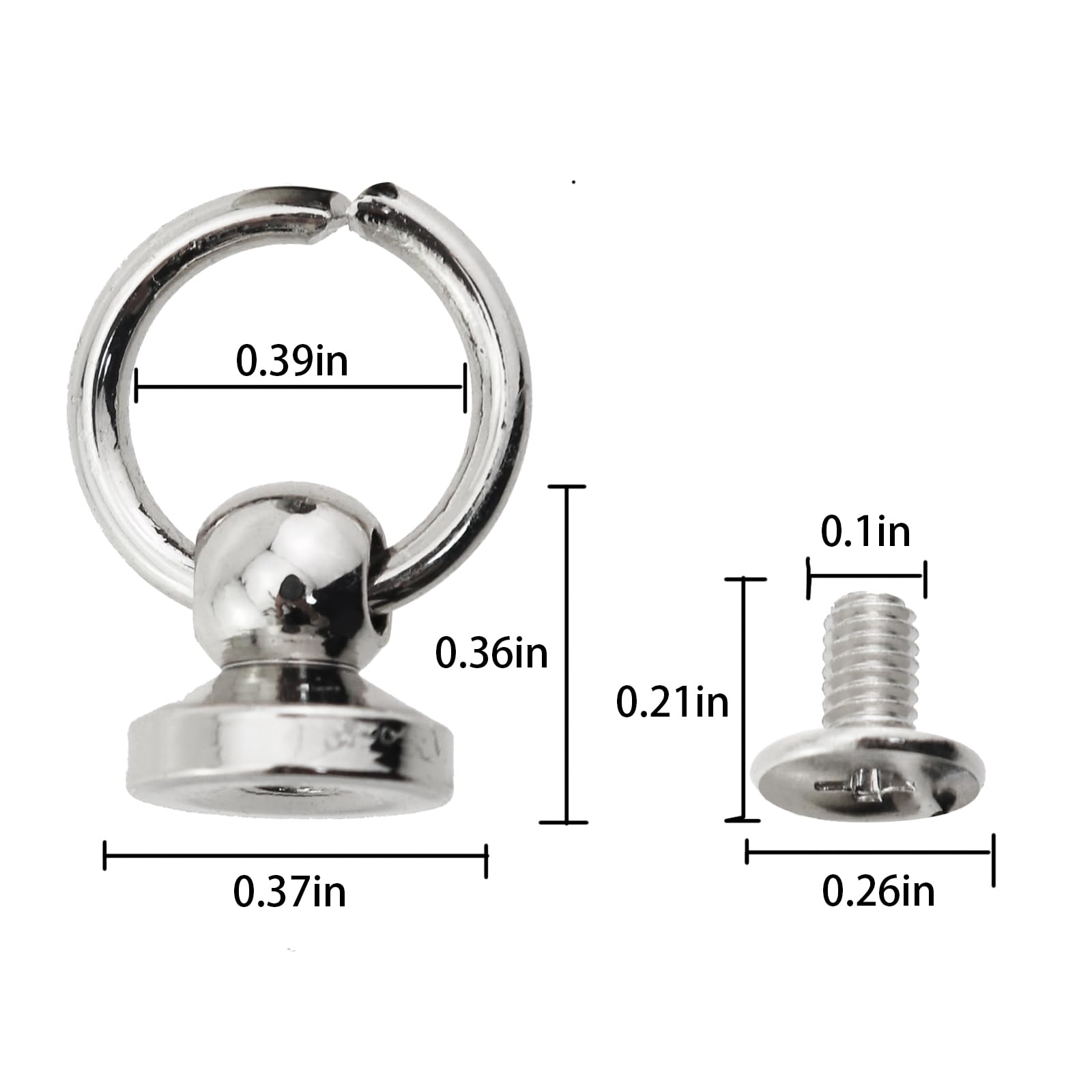 Caishun 10PCS 10mm Silver DIY Leather Craft Rivets Metal Screw Rivet Luggage Hardware Buckle Lugs Accessories for Wallet Handbag Mobile Phone Case Decoration