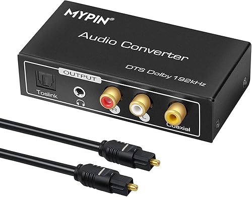 Convertidor DAC de 192 KHz, convertidor de audio multifunción, adaptador de extractor de audio HDMI ARC, entrada Toslink (óptica) o coaxial o HDMI