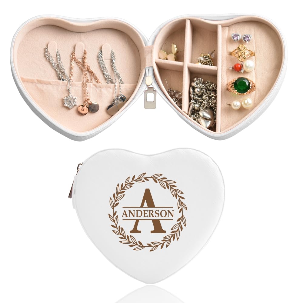 Personalised Women's Jewellery Box, with Name and Initial, Jewellery Organiser for Rings, Necklaces, Earrings, Custom Gifts for women, Friend, Her, Daughter, Bridesmaid