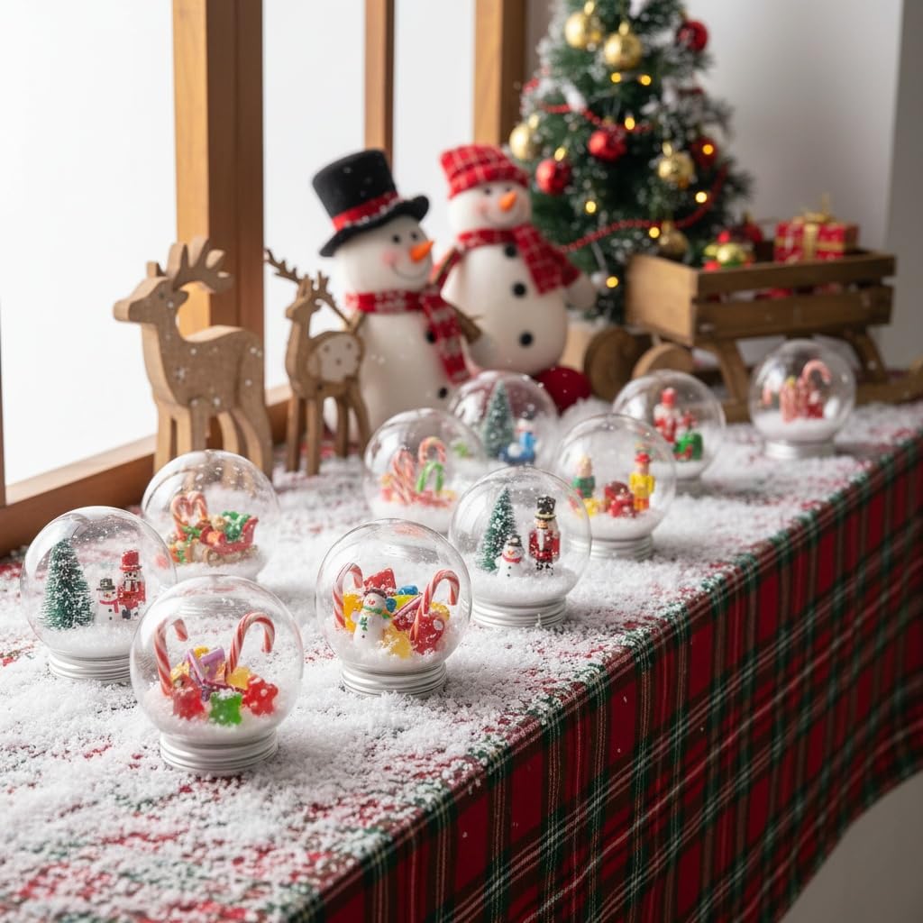 Veemoon Kit di 12 globi d'acqua trasparenti con neve per realizzare decorazioni natalizie e progetti creativi, infrangibili, facili da pulire e da usare