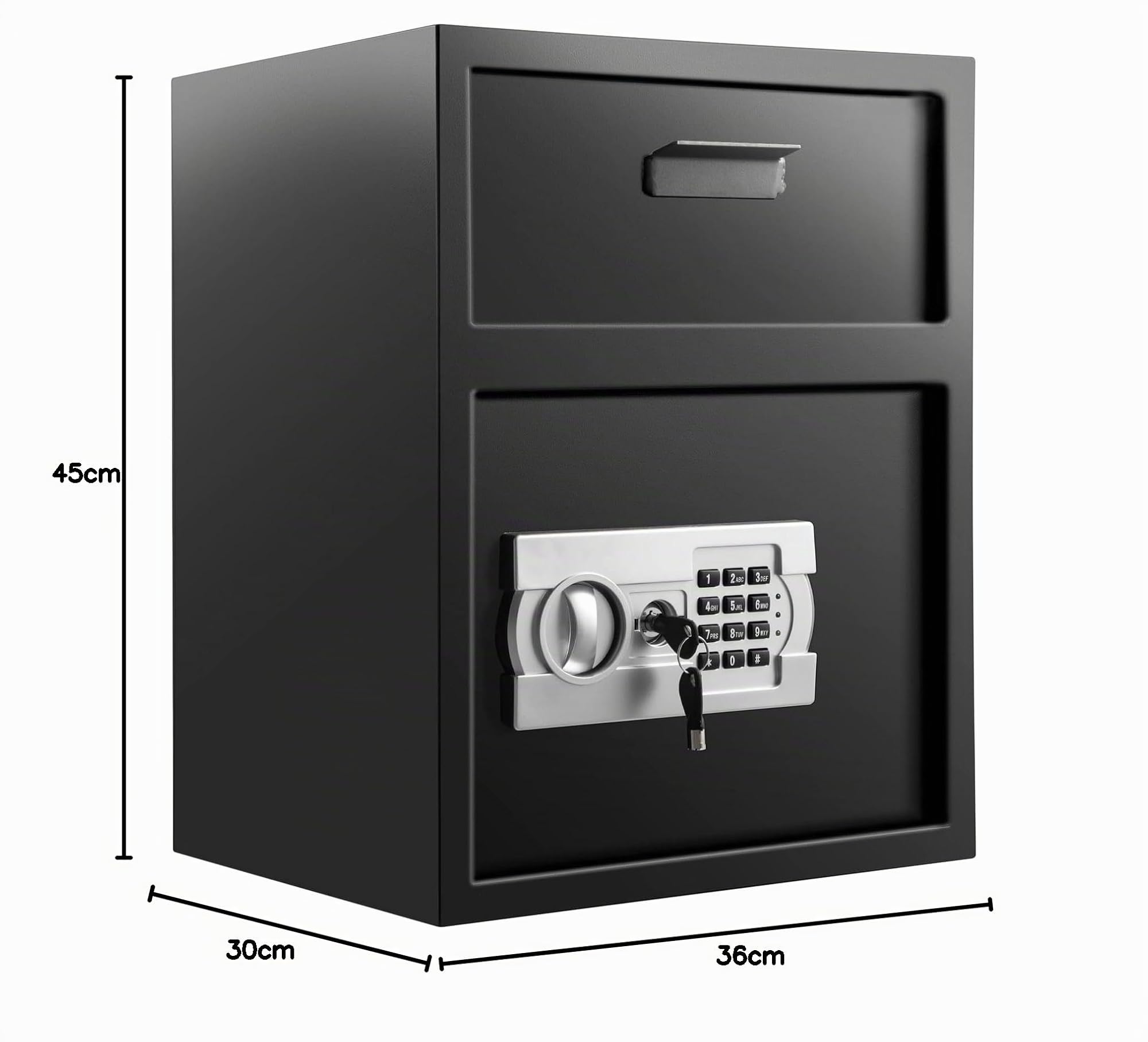 VEVOR Caja Fuerte 36 x 30 x 45 cm para Oficina o Uso Doméstico, 1,2 mm Empotrable, Pequeña, Forma Cajón, Con Pantalla LED y Llave
