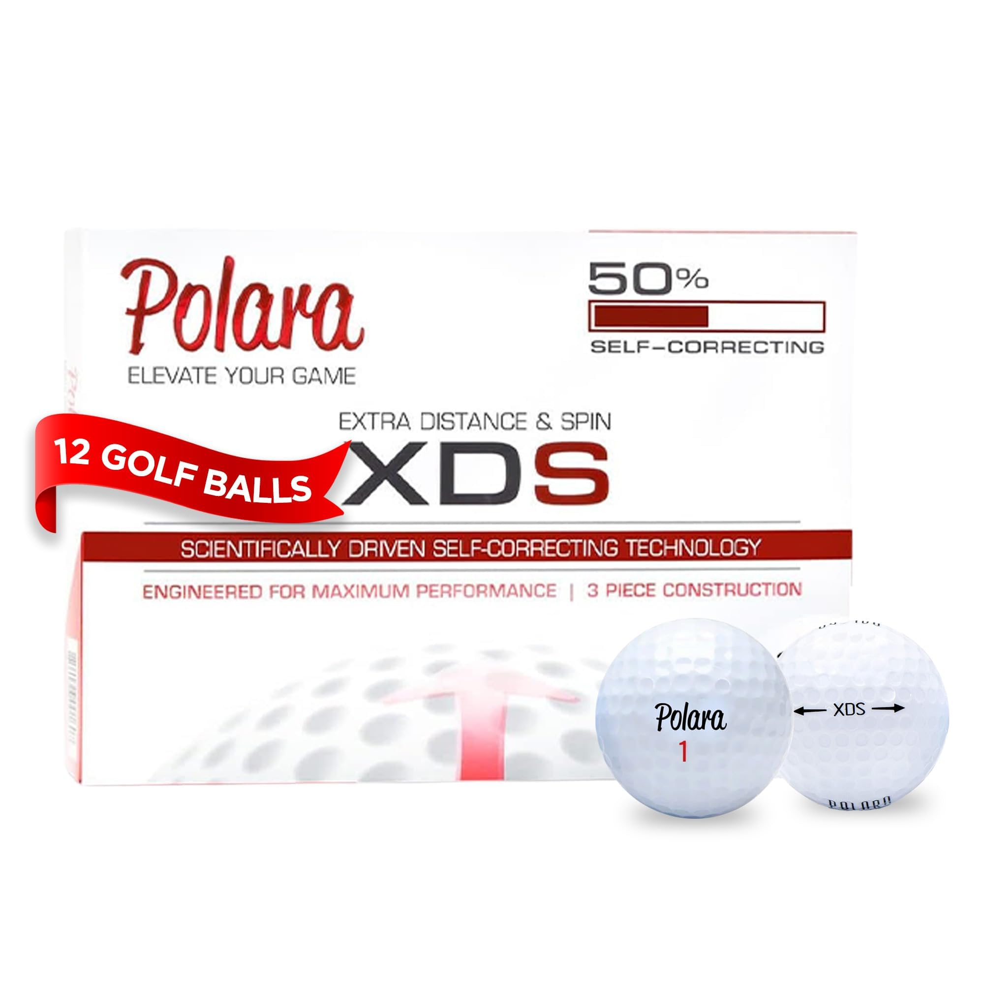 Polara Golf Self-Correcting Golf Balls – Soft Feel, Anti-Slice & Hook Correction, Exceeds USGA Limits, Dimple Pattern, High-Performance Balls for Men & Women