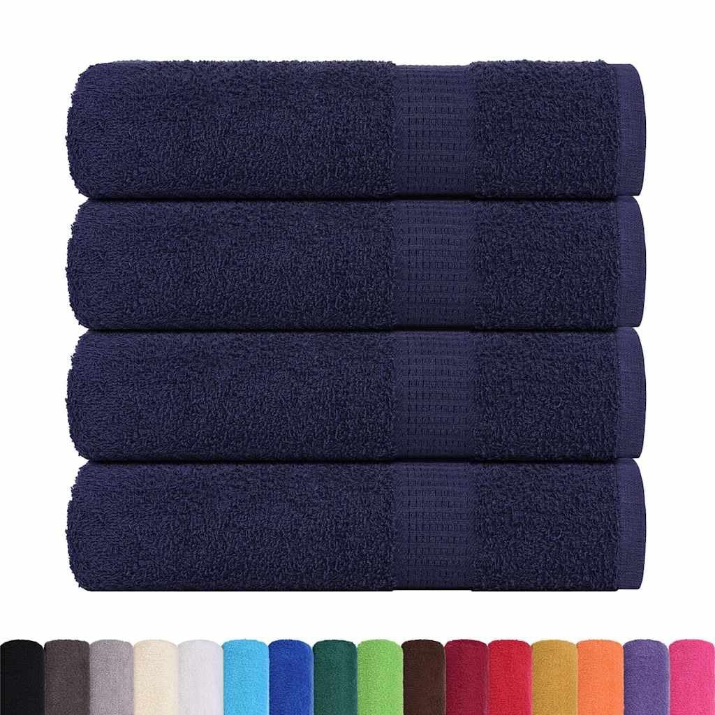 vidaXL Toallas de baño FROGN 4 uds Azul Marino 100x150cm 360gsm 100% algodón, Toalla, Juego de Toallas de baño, Toalla de Hotel, Toalla de Ducha