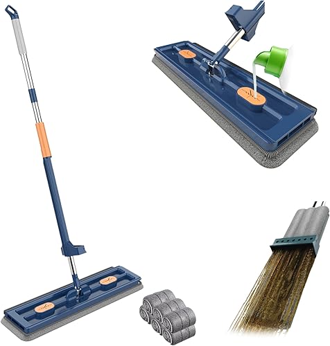 Miniatura 1 de HiGropcore Trapeador plano grande autoescurridor, trapeador mágico UltraClean de 360 grados con escobilla de goma, mopa plana de 54 pulgadas con