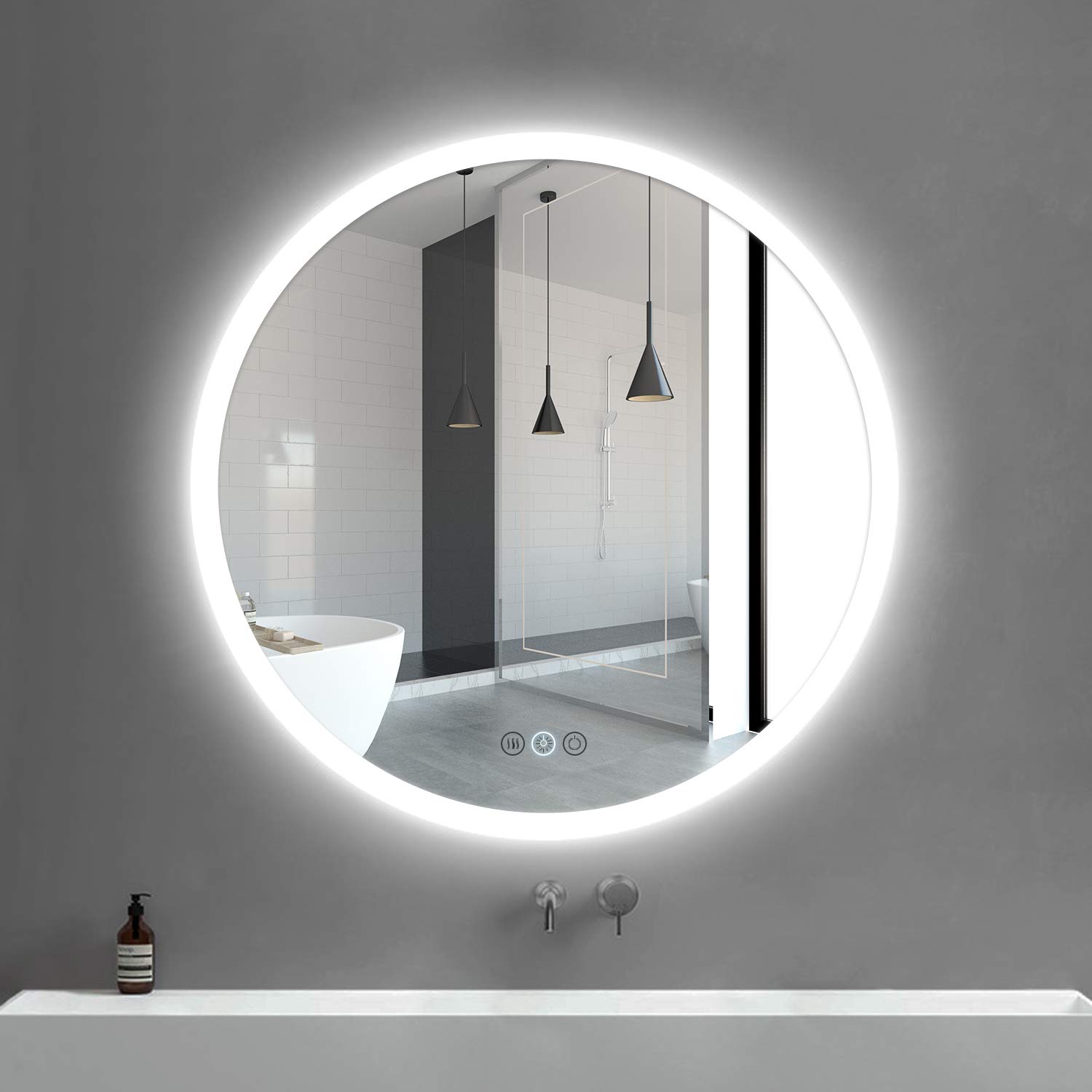 Buy Round Led Bathroom Mirror, Dimmable Touch Switch Control, AntiFog