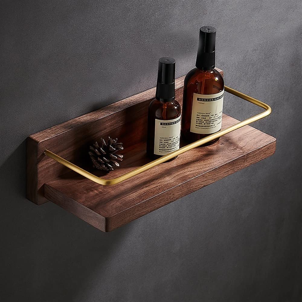 Wielofunkcyjna Półka Łazienkowa Shower Caddy Pływające Półki Naścienny Szczotkowany Złoty Uchwyt Do Przechowywania W Kuchni Mosiężna Drewniana Półka Narożna Do Łazienki Półka Na Ręczniki/50C