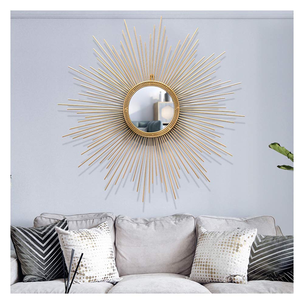 Grande specchio rotondo da parete Starburst Sunburst – Specchio decorativo in metallo da appendere per sala da pranzo, soggiorno, corridoio e veranda