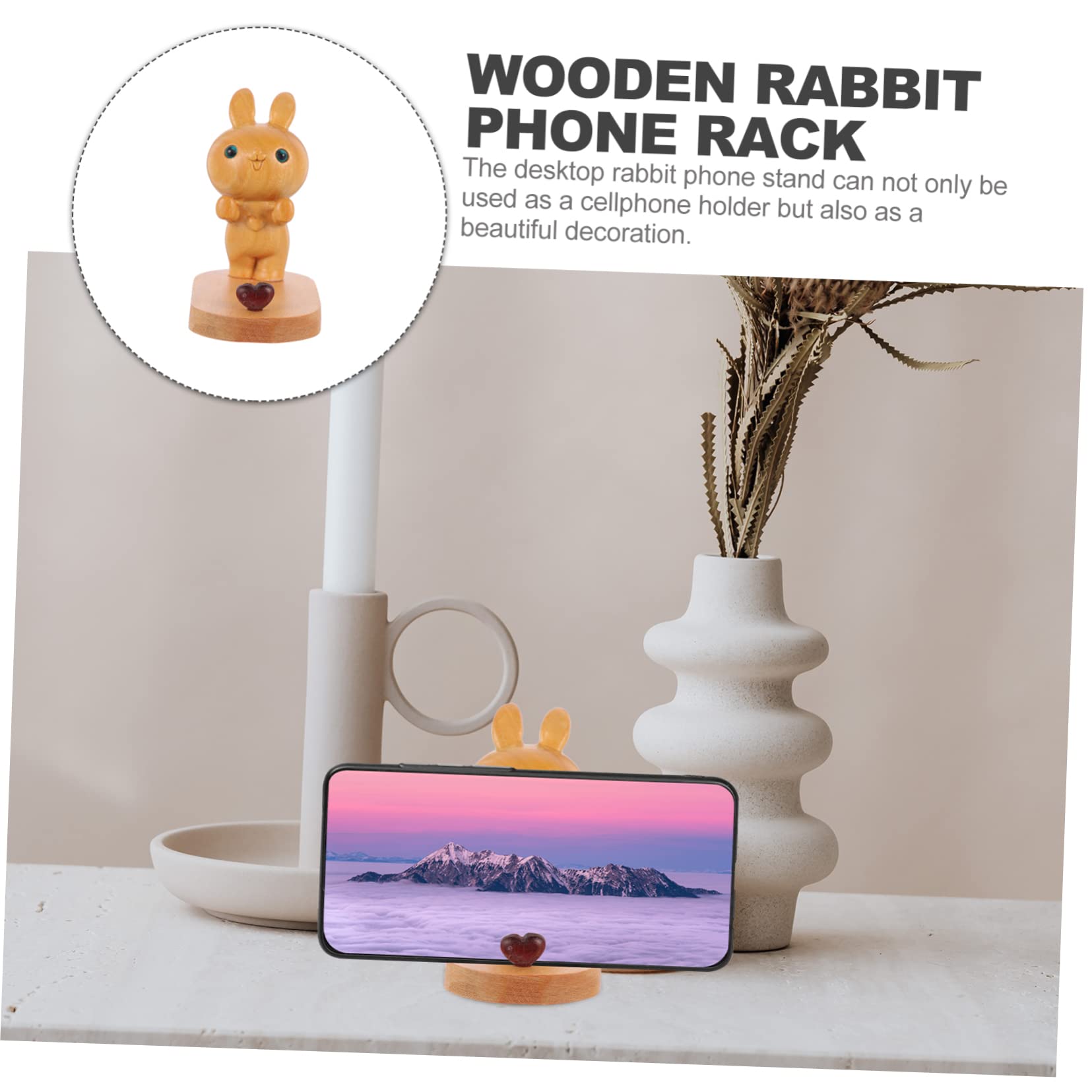 OSALADI 2pièces Support De Téléphone Bois Forme De Lapin Support De Bureau Pratique pour Smartphone Accessoire Décoratif Adorable pour Regarder des Films Et Passer des Appels Vidéo