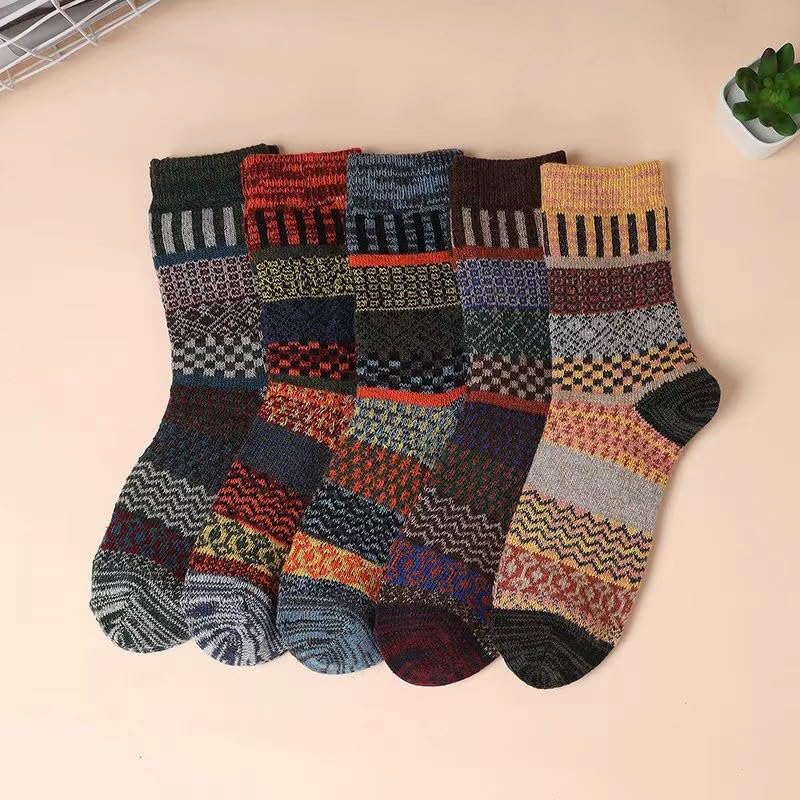 Image of Kelabia Vintage Thick Knit Wool Socks for Women Men Nordic Winter Cottagecore Warm Soft Socks