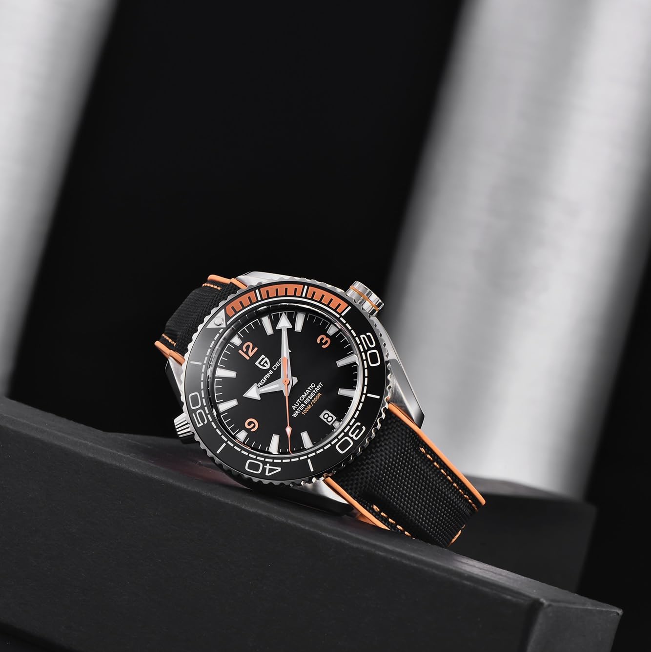 Pagani Design Herren-Selbstaufzugsuhr, wasserdicht bis 100 Meter/10bar, Mechanismus, Keramiklünette und verschraubte Krone, Saphirglas, automatische Taucheruhr