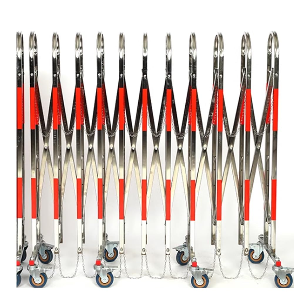 Barrière métallique extensible en acier inoxydable réglable 1,5m avec roues