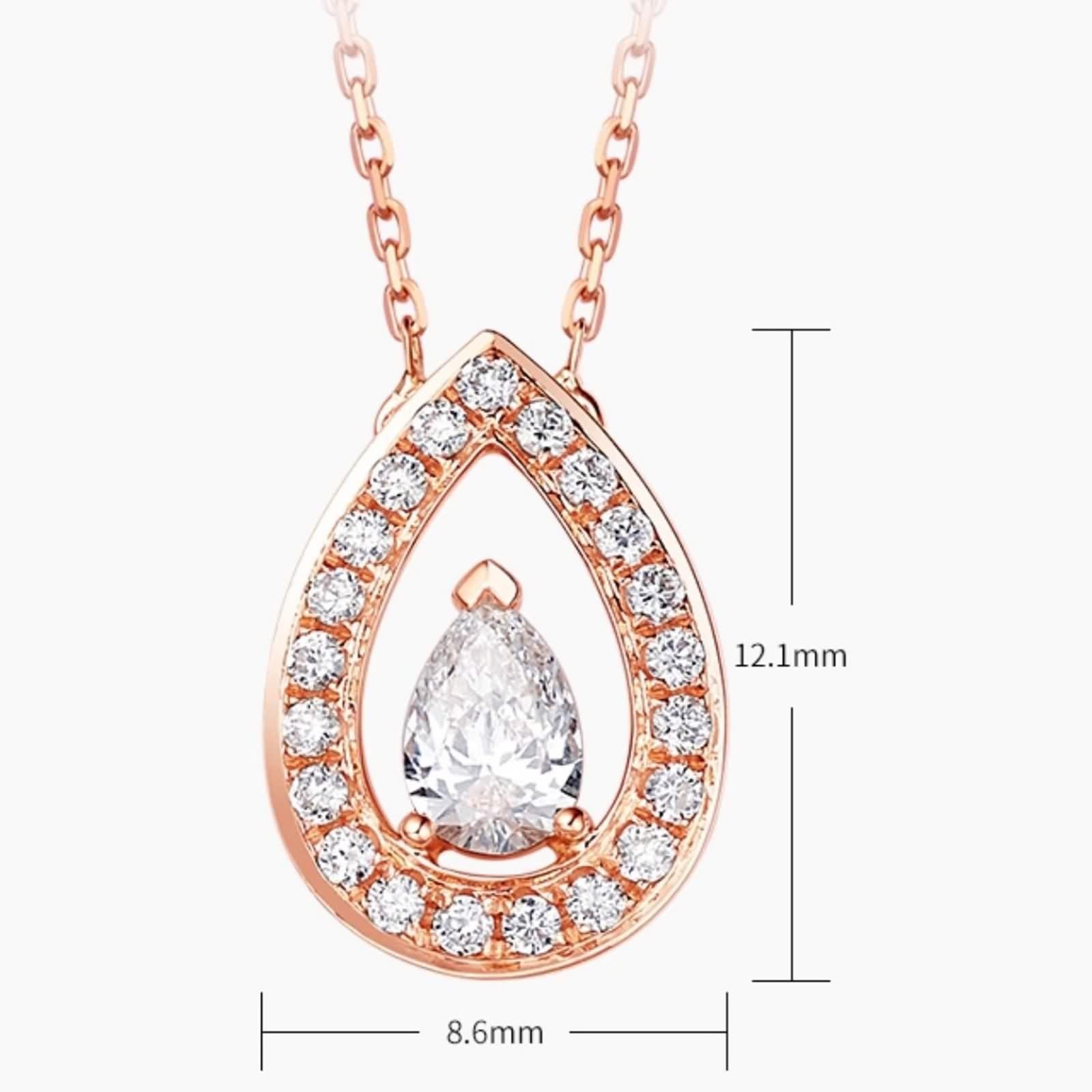 Łańcuszek na szyję wisiorek damski, łańcuszek długi biały diament łza prawdziwa biżuteria 9K / 14K / 18K różowe złoto