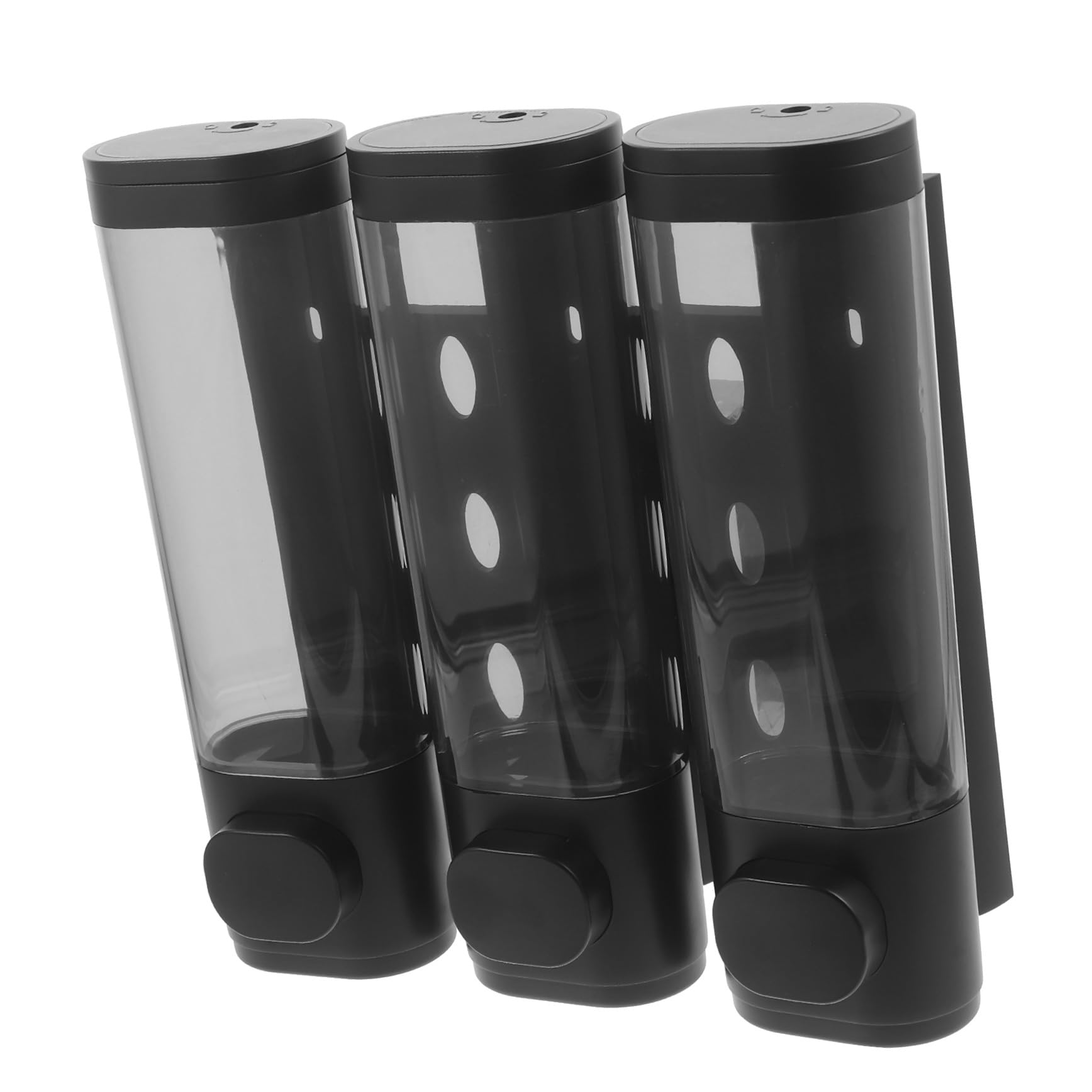 Dispenser Sapone da Muro 3 Camere Manuale per Bagno Nero Abs