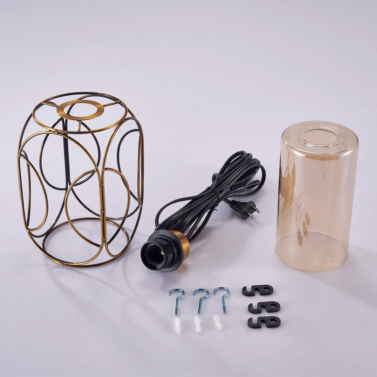 Lámpara colgante dorada enchufable, lámpara colgante de vidrio regulable, lámpara de techo vintage para isla de cocina, dormitorio, sala de estar, comedor 9