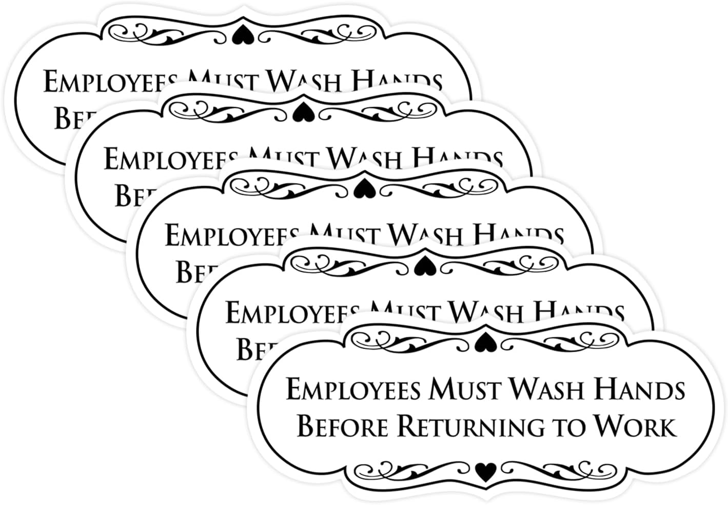Signs ByLITA Designer Employees Must Wash Hands Before Returning to Work Sign - Durable Material and Easy Installation (White) - Small (5 Pack)